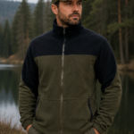 Ανδρική ζακέτα iraklis polar fleece με φερμουάρ χρώματος χακί μαυρο irk 89