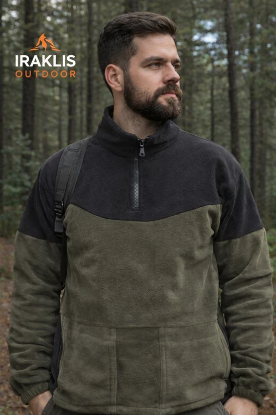 ΜΠΛΟΥΖΑ ΜΕ ΦΕΡΜΟΥΑΡ polar fleece 320gr ΧΑΚΙ ΜΑΥΡΟ κωδ. irk 87