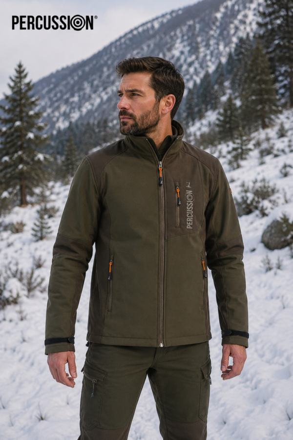 softshell green hunting jacket percussion κωδ. perc 15103