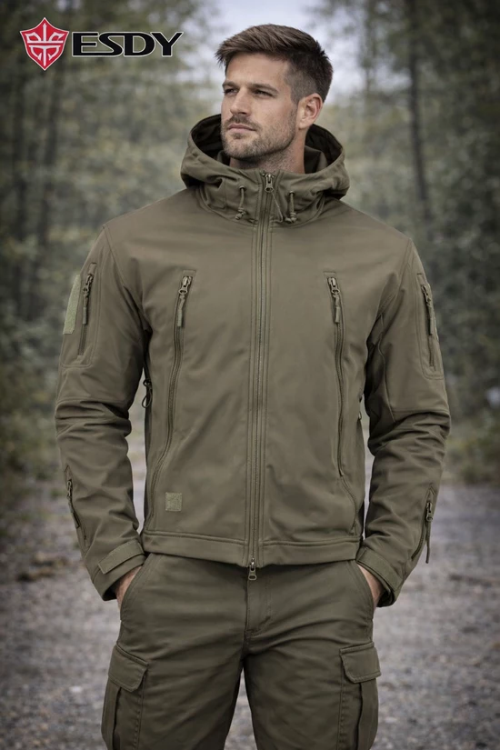 softshell jacket esdy χακι, κατάλληλο για επιχειρησιακή ή καθημερινή χρήση κωδ esdy 11