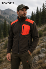 zακετα fleece αδιαβροχη toxotis active wear χακι πορτοκαλι / κωδ. tox 1008c