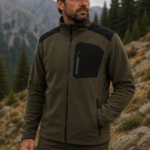 zακετα fleece αδιαβροχη toxotis active wear χακι μαυρο / κωδ. tox 1008