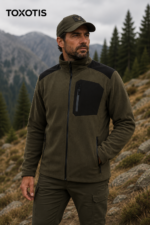 zακετα fleece αδιαβροχη toxotis active wear χακι μαυρο / κωδ. tox 1008