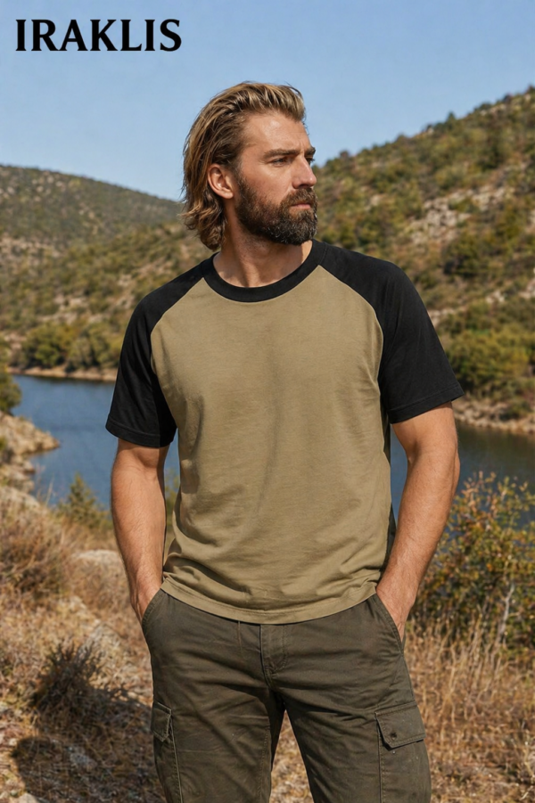 ΜΠΛΟΥΖΑΚΙ t shirt reglan ΔΙΧΡΩΜΟ ΧΑΚΙ ΜΑΥΡΟ / κωδ. irk 131