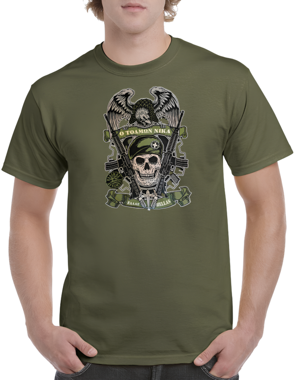 T-shirt Ελλήνικου στρατού Χακί (Ο Τολμών Νικά τυπωμένο ΤΖΑΒ)  κωδ. IRK-346