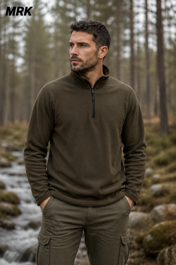 Μπλούζα toxotis με 3/4 φερμουάρ χακι από mikrofleece pullover με 160gr κωδ. tox 040