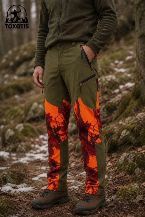 ΝΕΟ ΠΑΝΤΕΛΟΝΙ ΚΥΝΗΓΙΟΥ ΑΔΙΑΒΡΟΧΟ soft shell ΧΑΚΙ orange camo toxotis κωδ. tox spo2